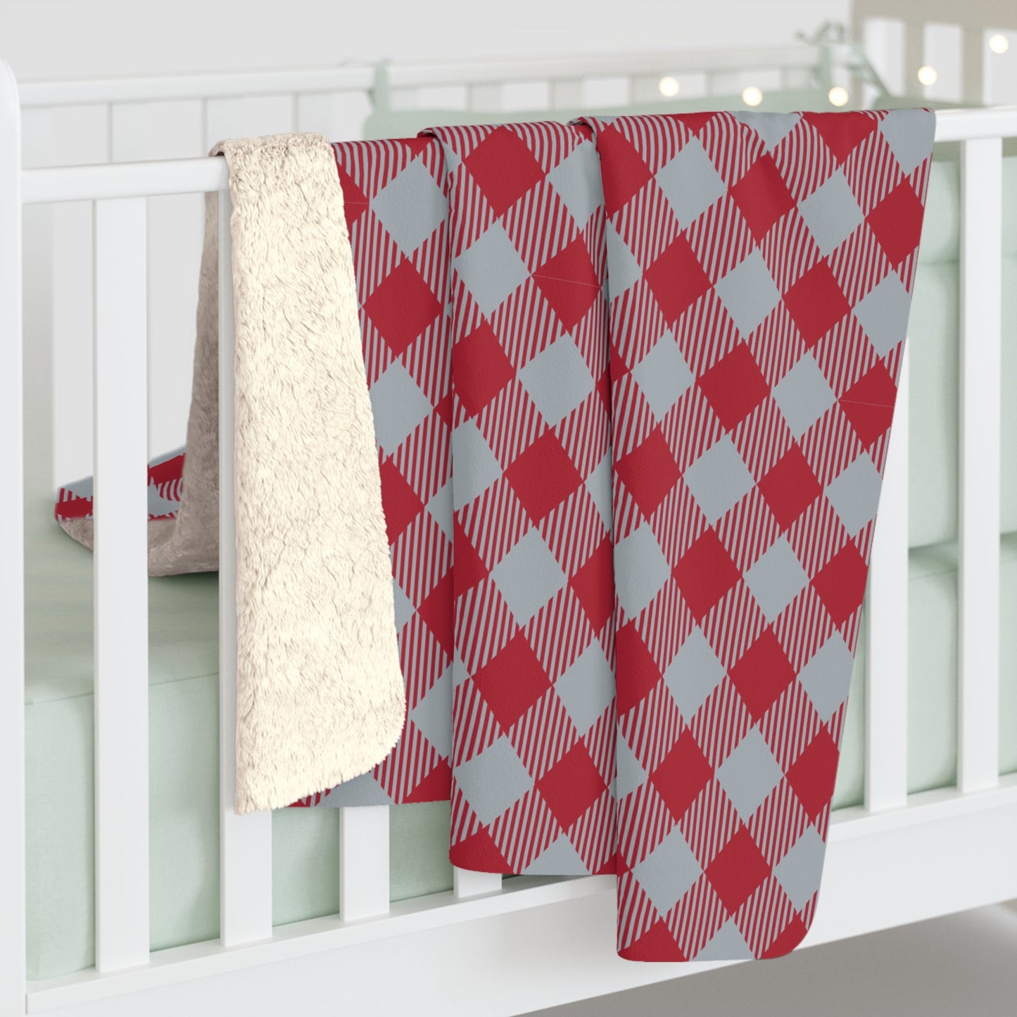 Sherpa Blanket | Red & Gray | Gingham