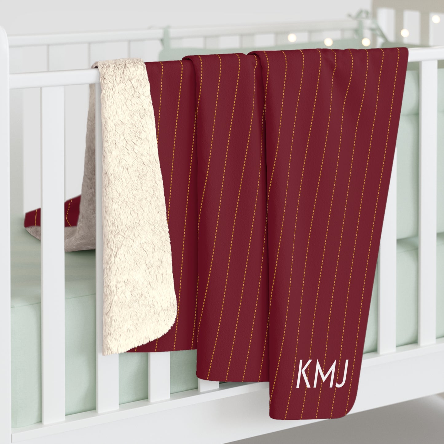 Sherpa Fleece Blanket- Personalized | Red & Yellow | Pinstripe