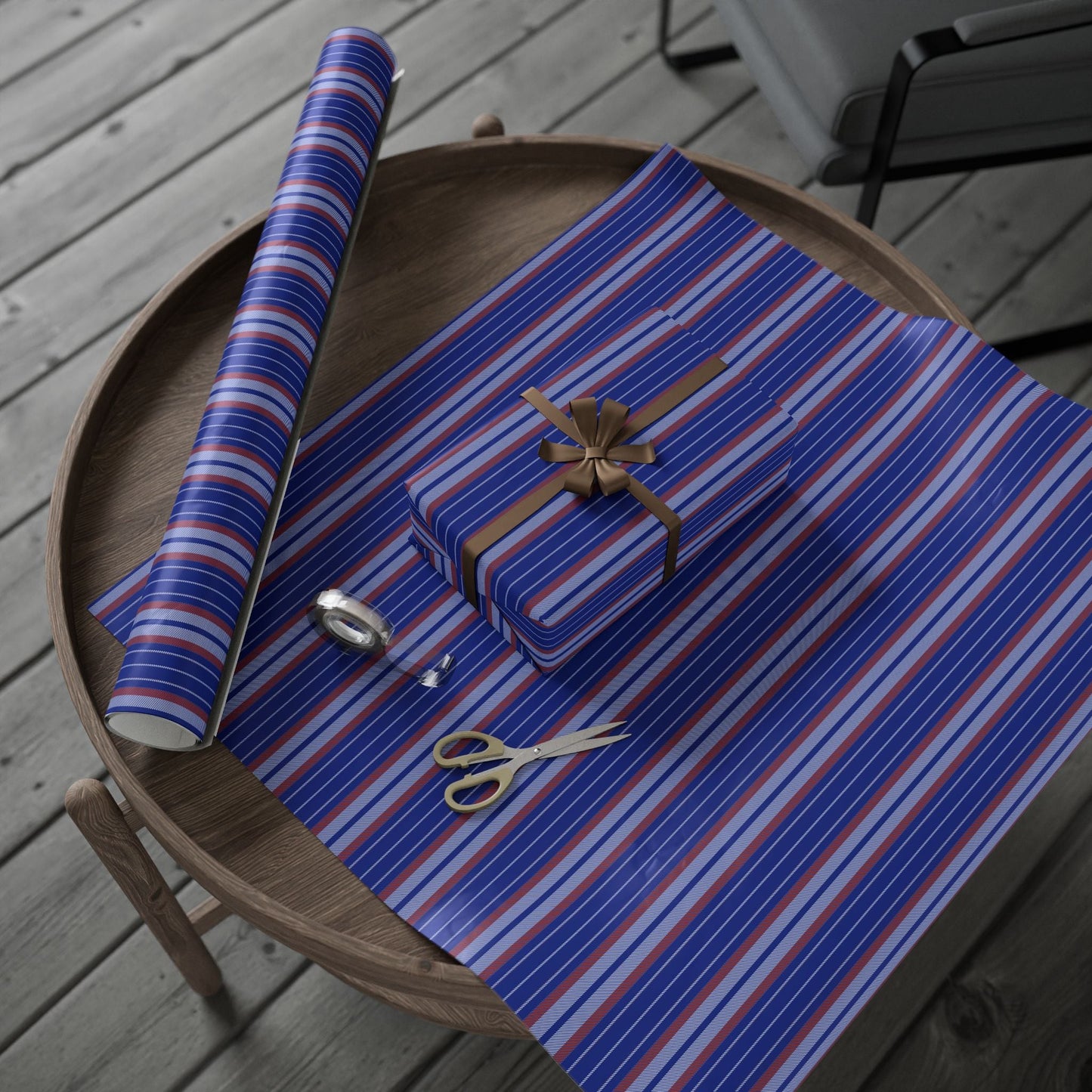 Gift Wrap | Bright Blue & Orange | Stripe