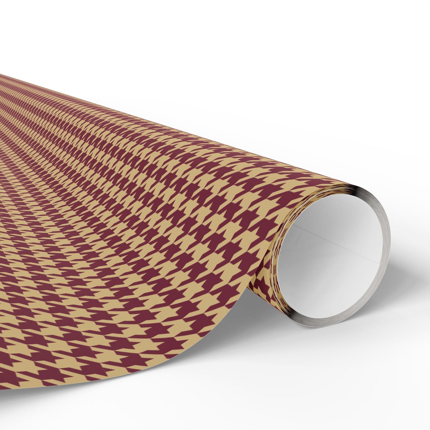 Gift Wrap | Maroon & Gold | Houndstooth