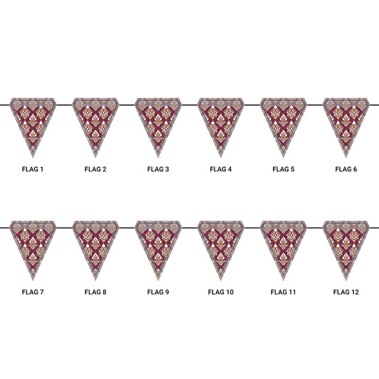 Flag Garland | Maroon & Gold | Ikat