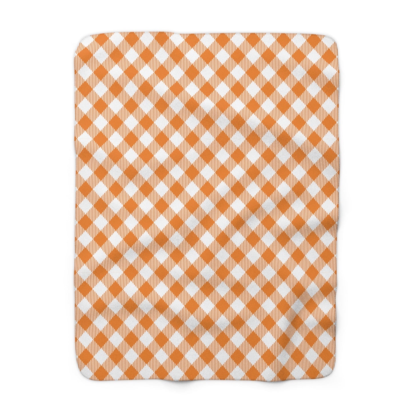 Sherpa Fleece Blanket | Orange & White | Gingham