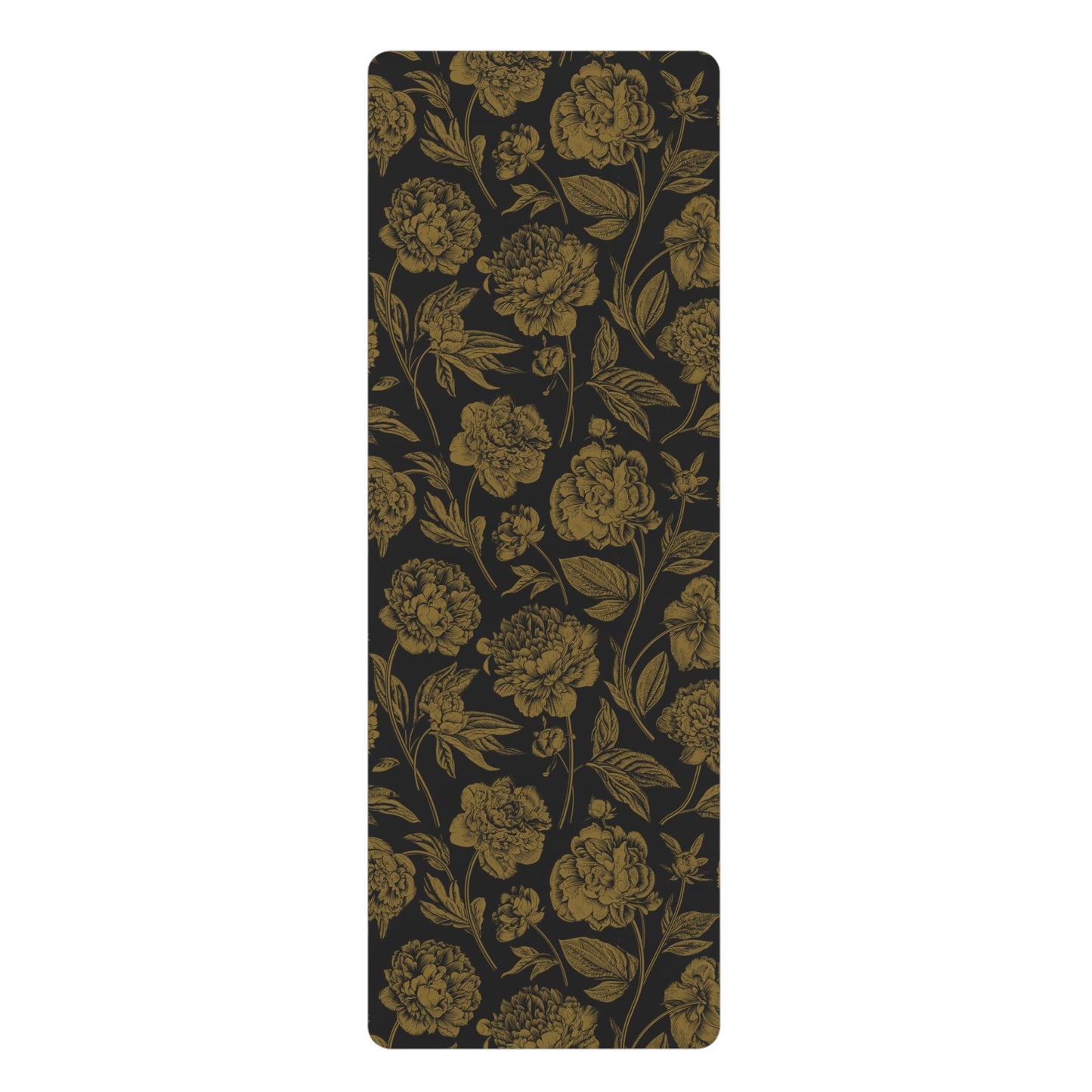 Yoga Mat | Black & Gold | Peony
