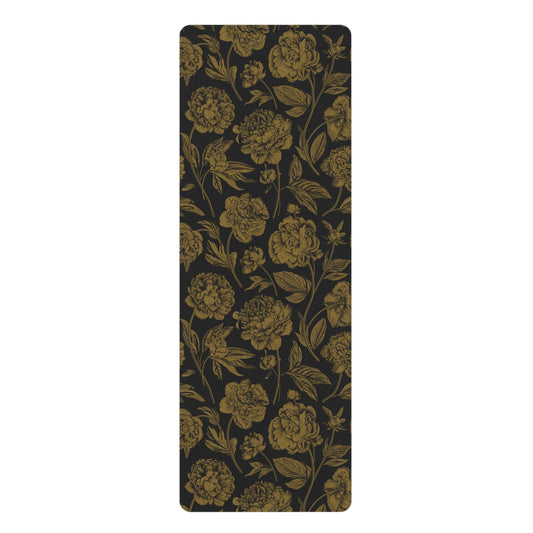Yoga Mat | Black & Gold | Peony