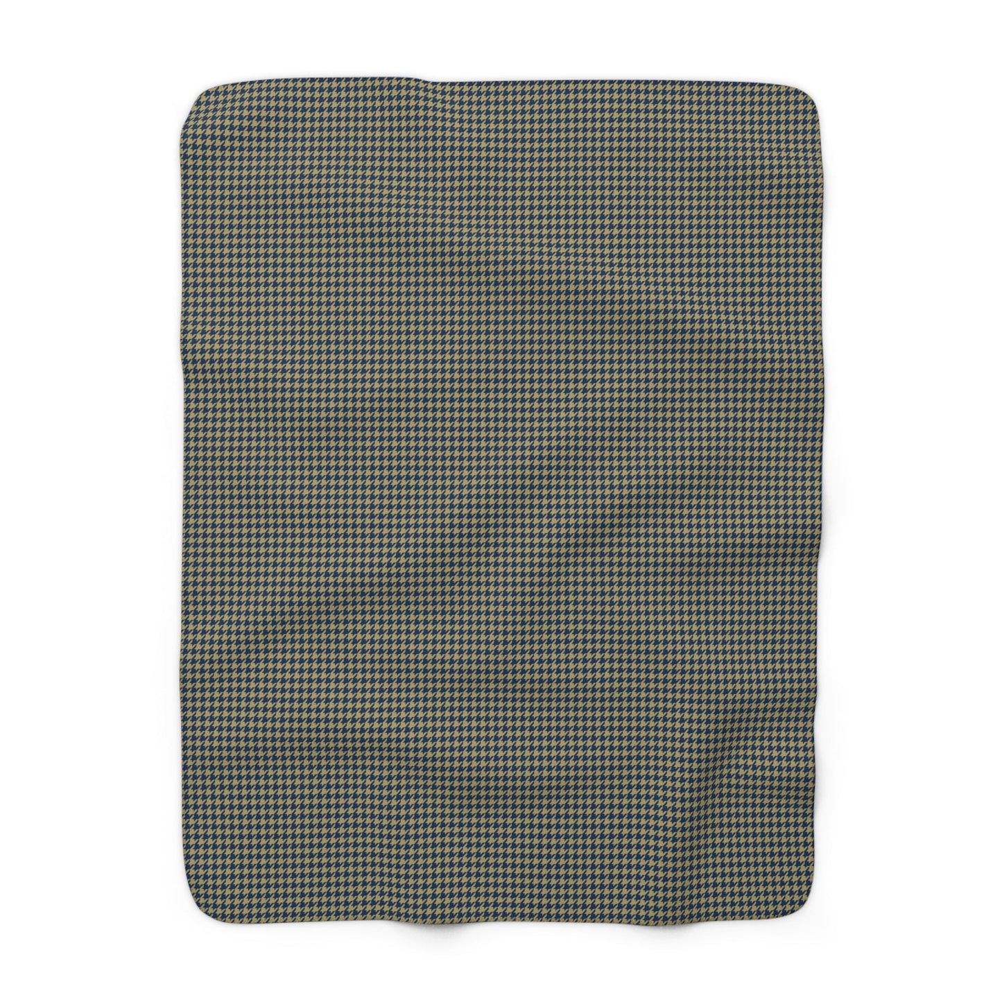 Sherpa Fleece Blanket | Blue & Gold | Houndstooth
