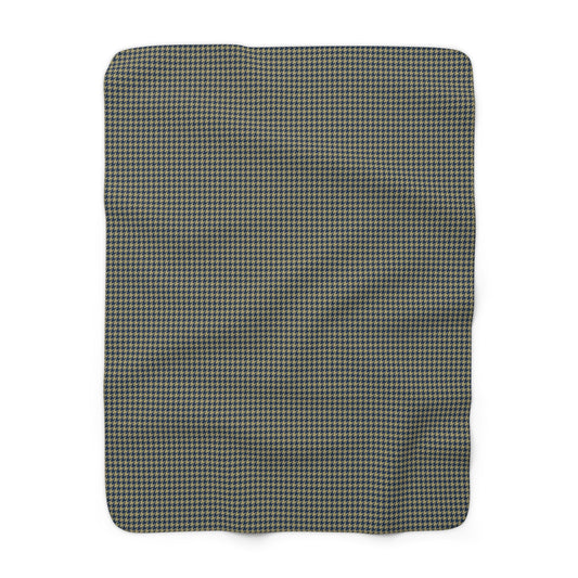 Sherpa Fleece Blanket | Blue & Gold | Houndstooth