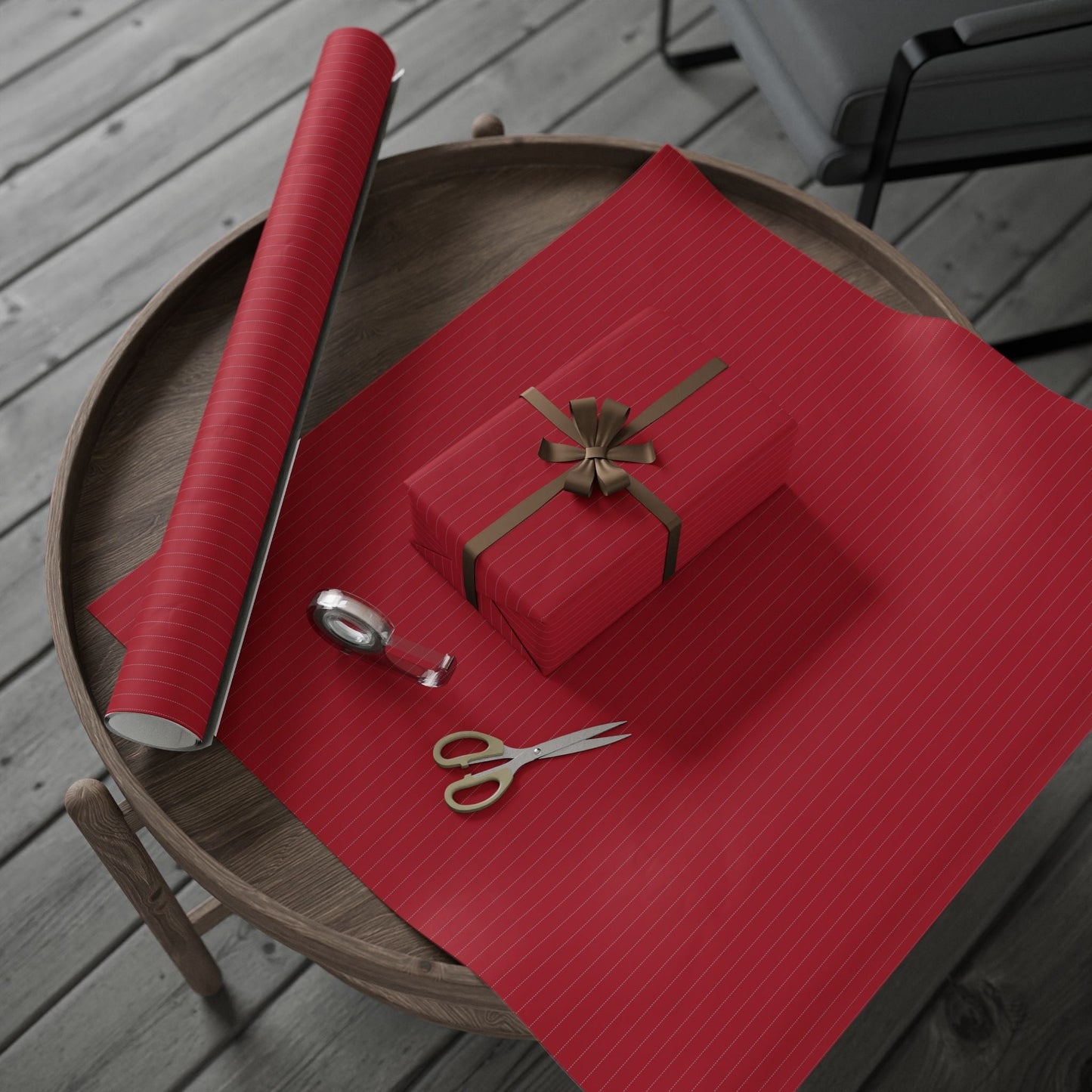Gift Wrap | Red & Gray | Pinstripe