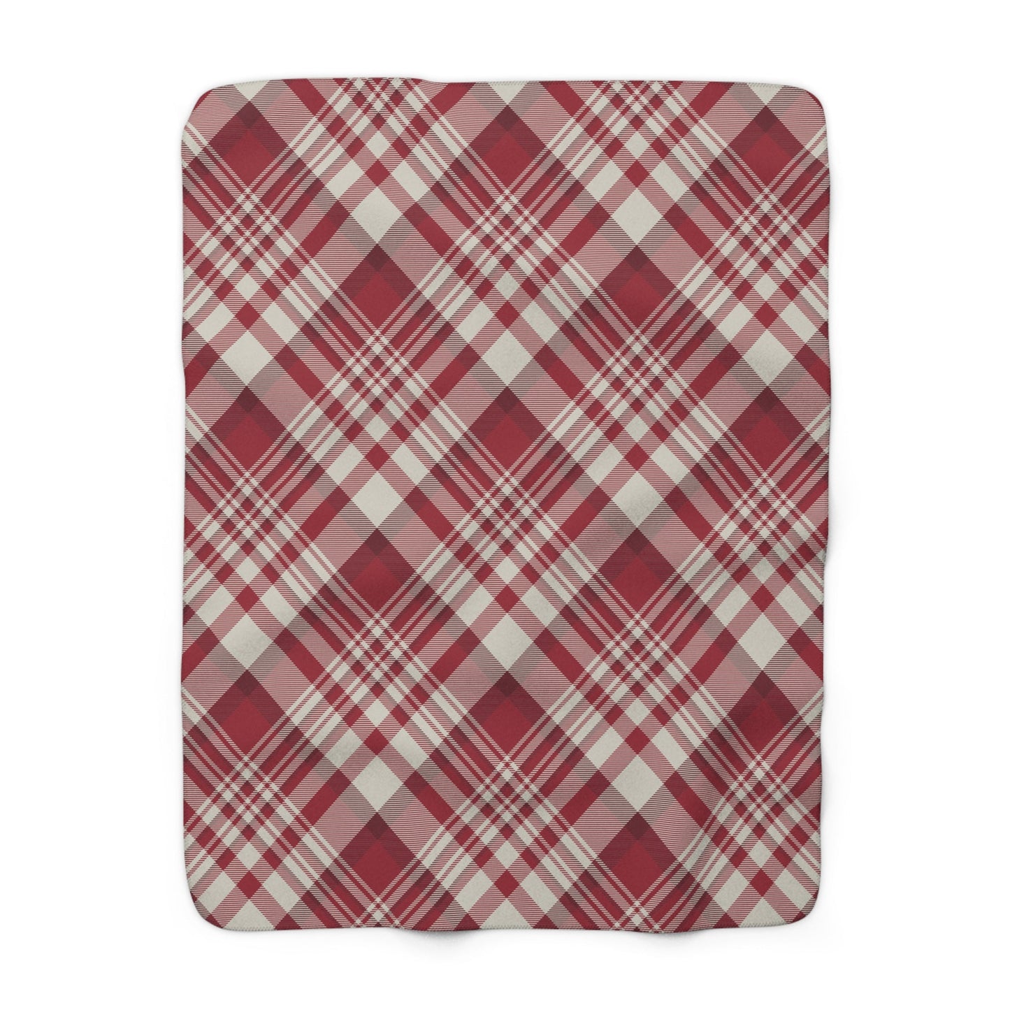 Sherpa Fleece Blanket | Maroon & White | Tartan