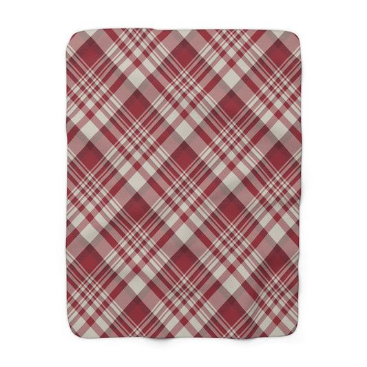 Sherpa Fleece Blanket | Maroon & White | Tartan
