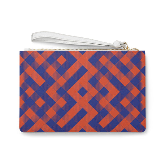 Clutch Bag | Bright Blue & Orange | Gingham