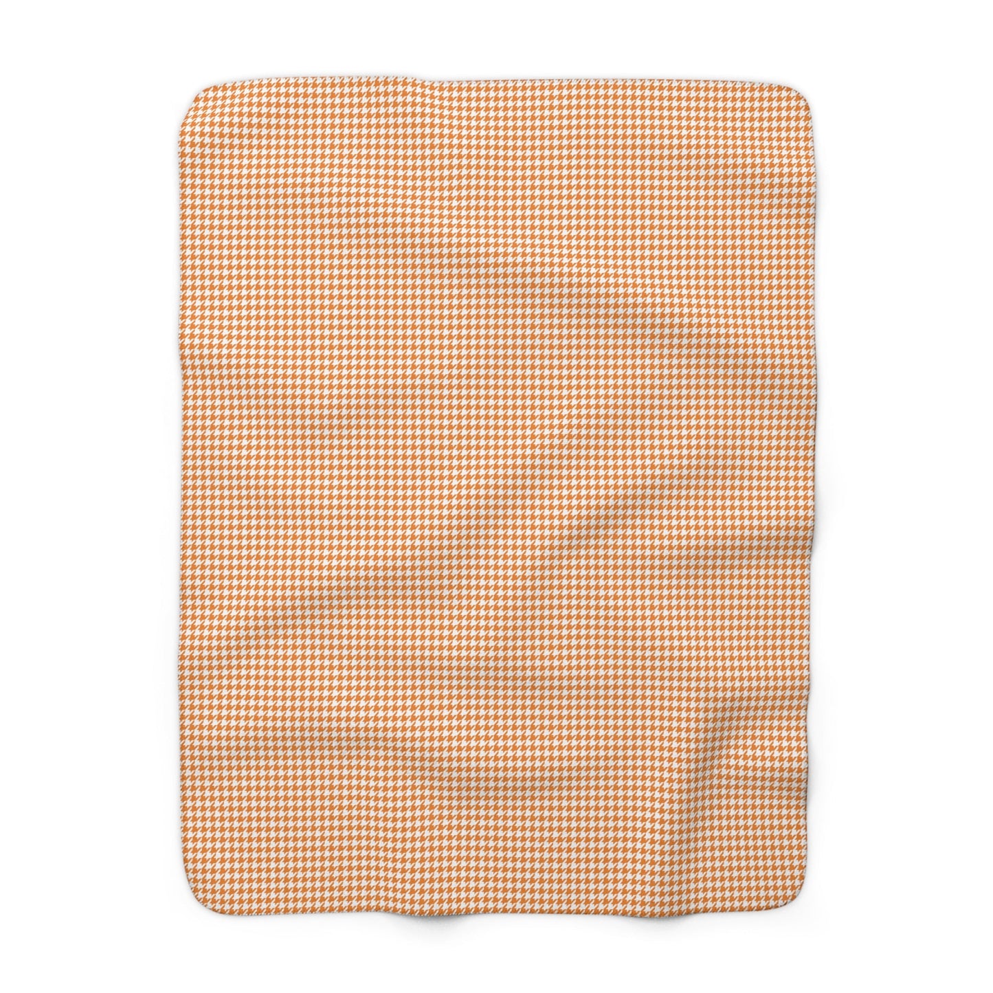 Sherpa Fleece Blanket | Orange & White | Houndstooth