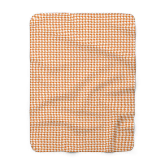 Sherpa Fleece Blanket | Orange & White | Houndstooth