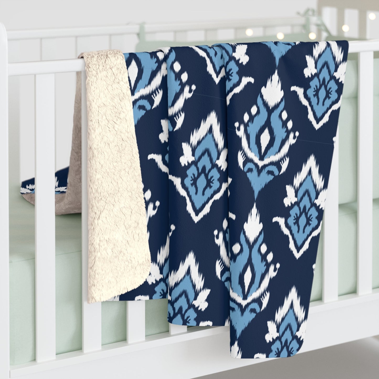 Sherpa Blanket | Light Blue & White | Ikat