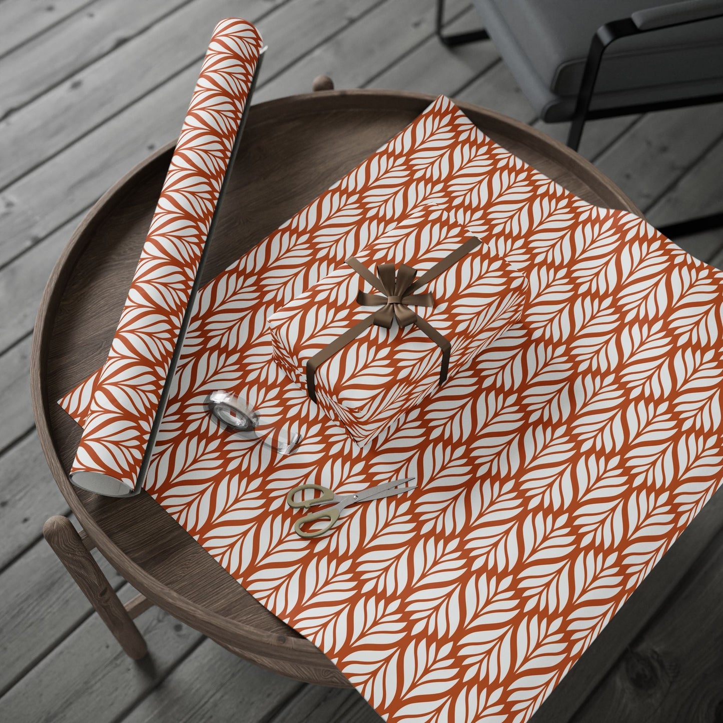 Gift Wrap | Dark Orange & White | Palm