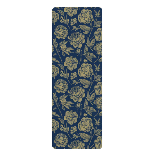 Yoga Mat | Blue & Gold | Peony