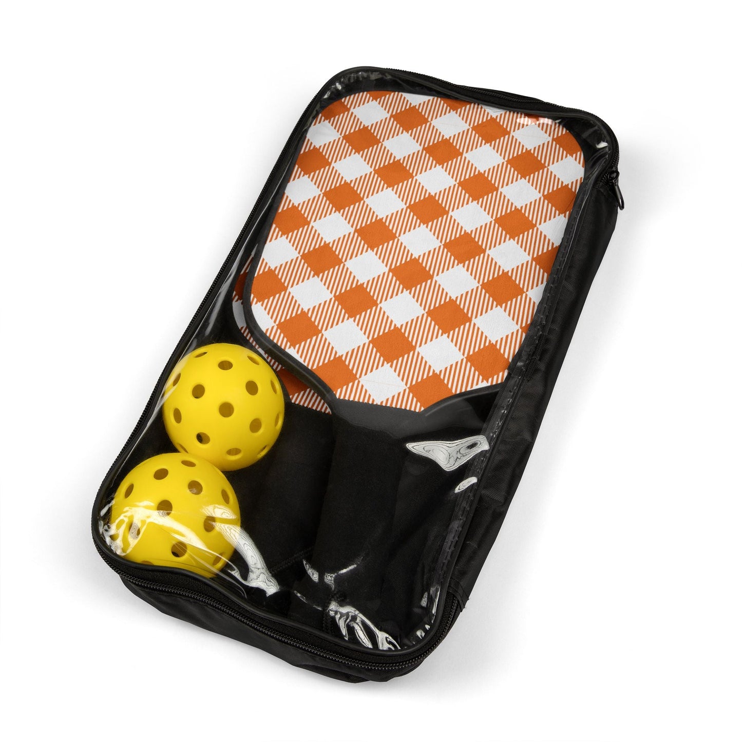 Pickleball Paddle Kit | Orange & White | Gingham