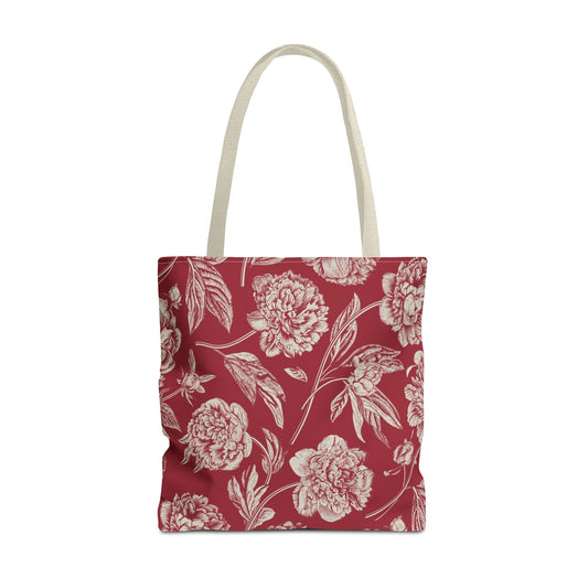 Tote Bag | Maroon & White | Peony