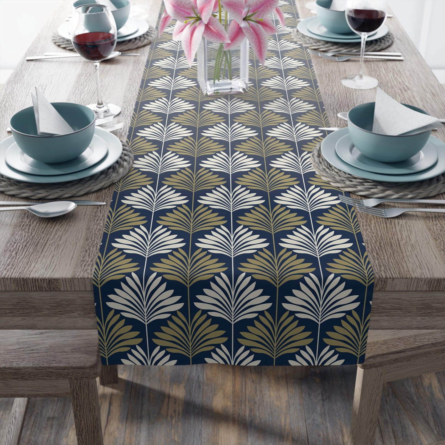 Table Runner | Blue & Gold | Deco