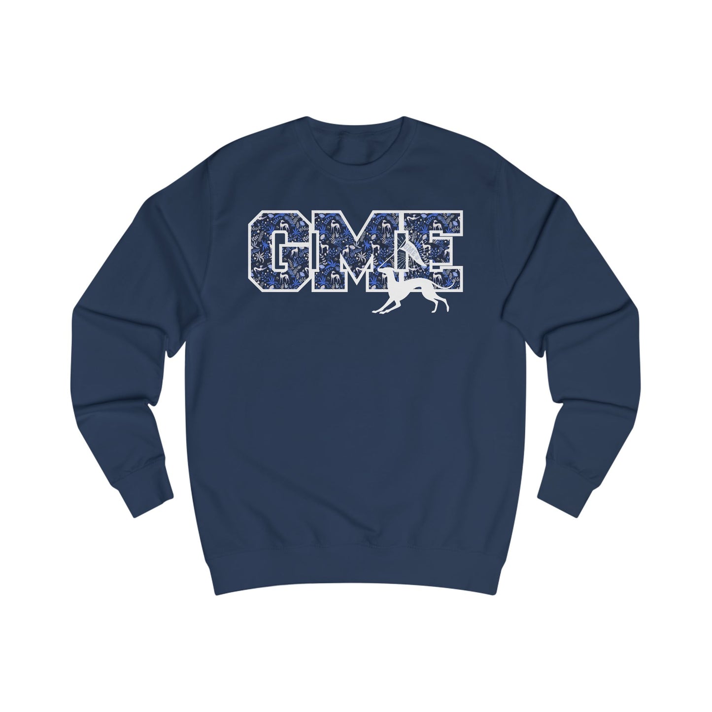 Adult Crewneck Sweatshirt | Greyhounds | Fern Quilt Blue
