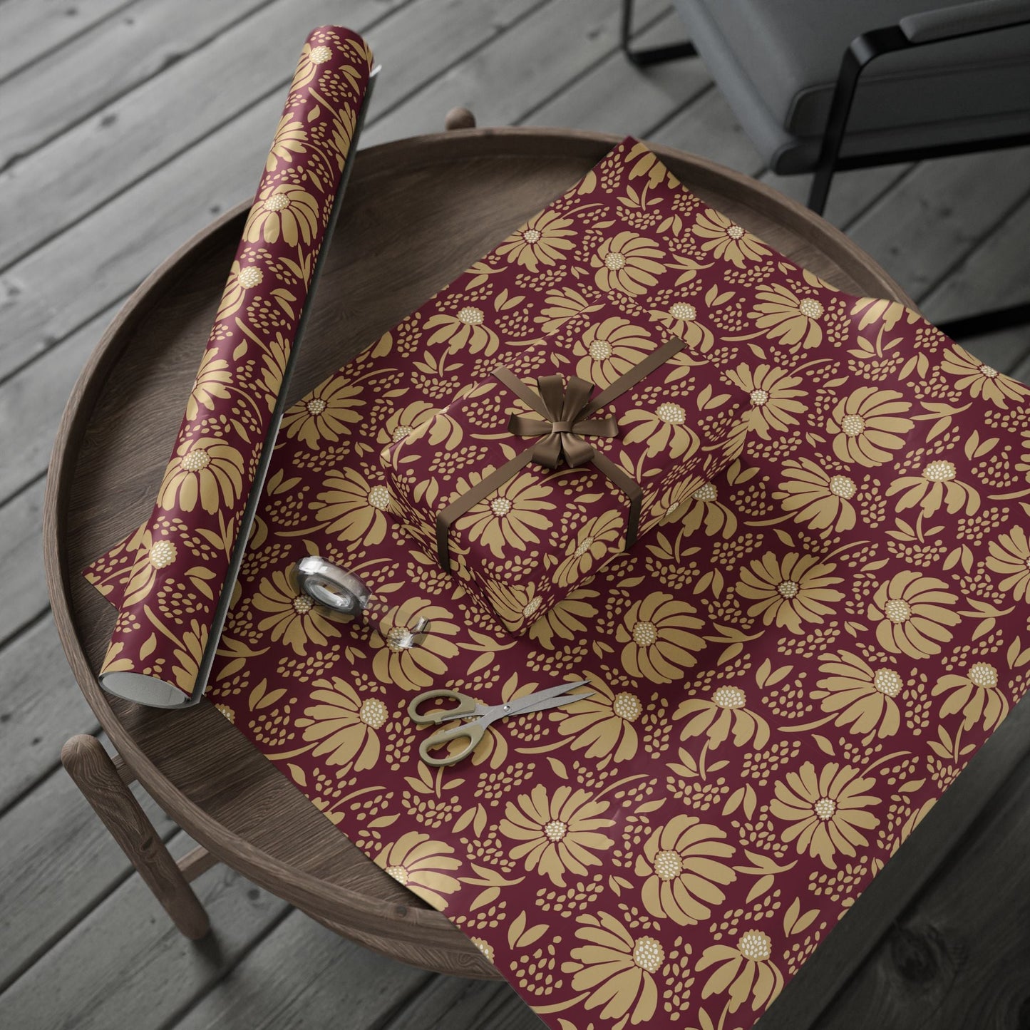 Gift Wrap | Maroon & Gold | Bellis