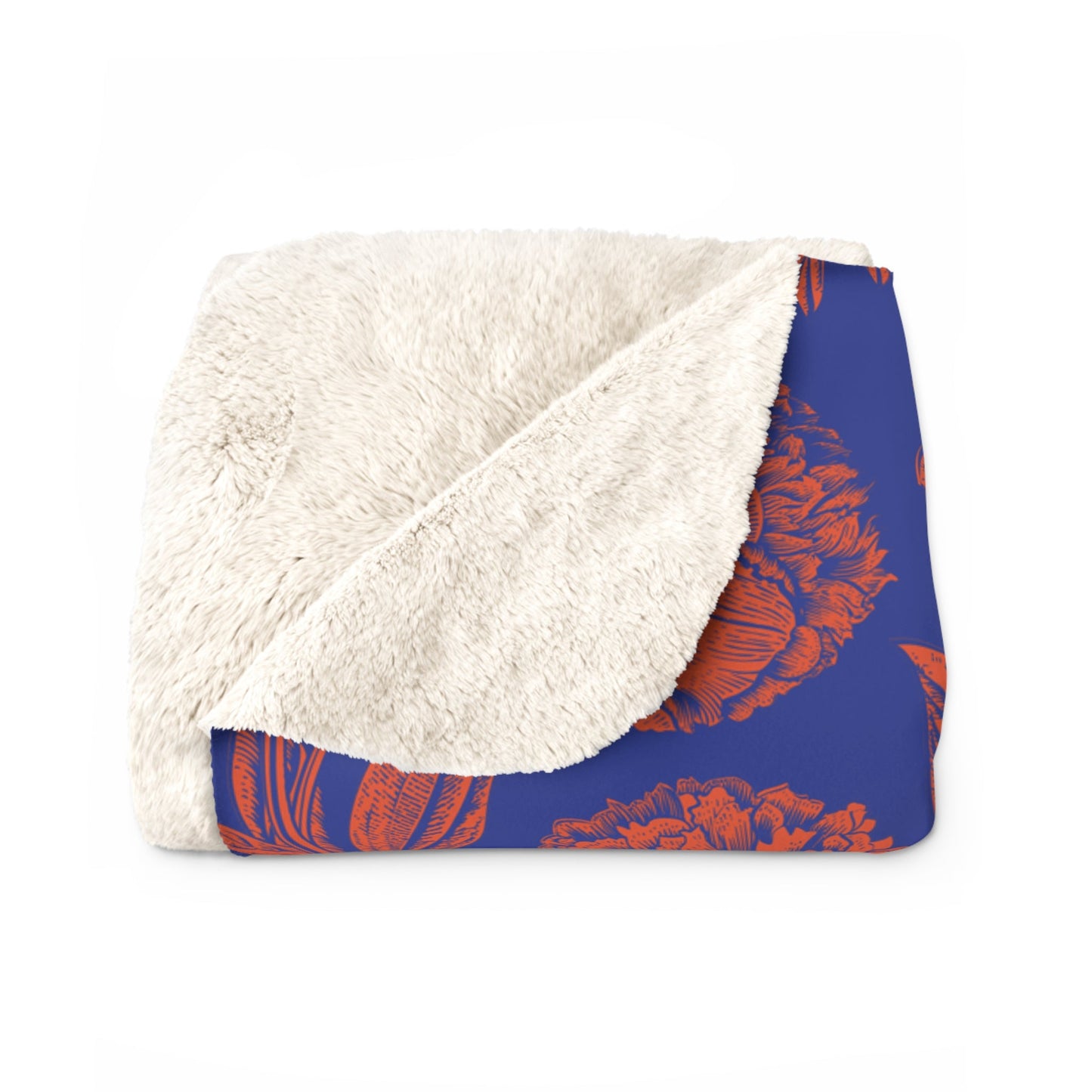 Sherpa Fleece Blanket | Bright Blue & Orange | Peony