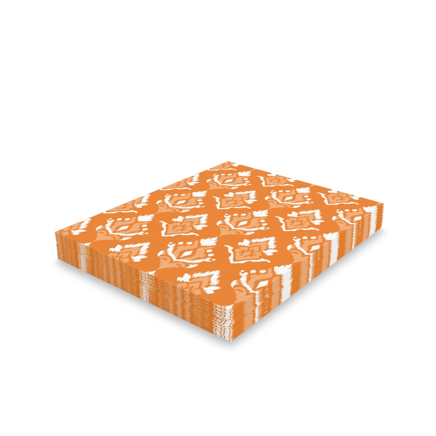 Notecards Set | Orange & White | Ikat