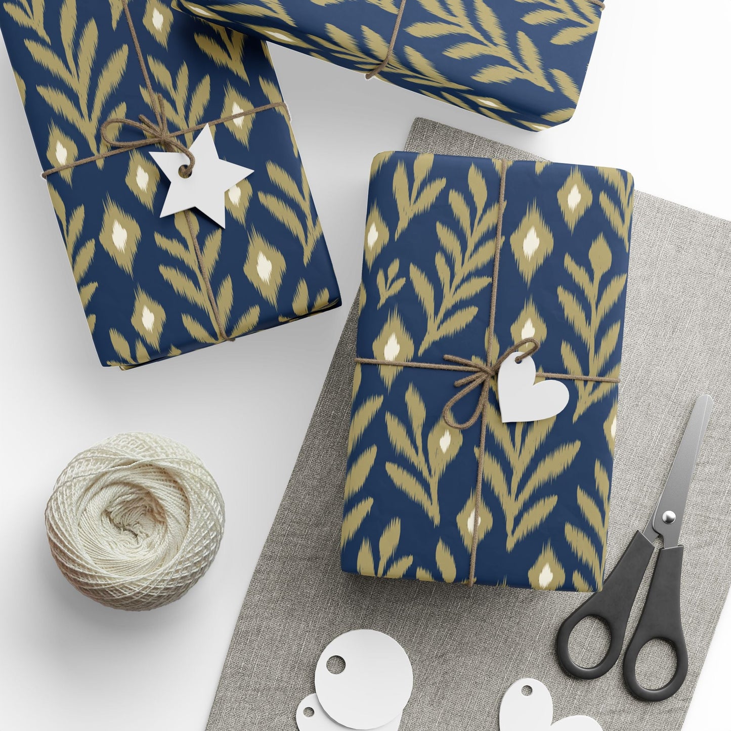 Gift Wrap | Blue & Gold | Laurel