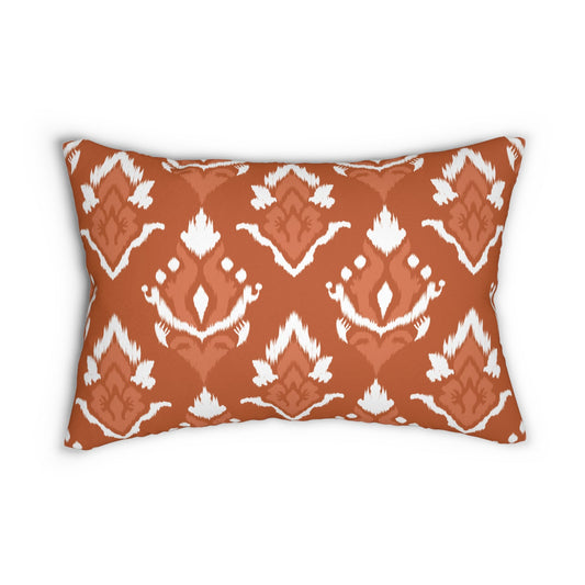 Pillow | Dark Orange & White | Ikat