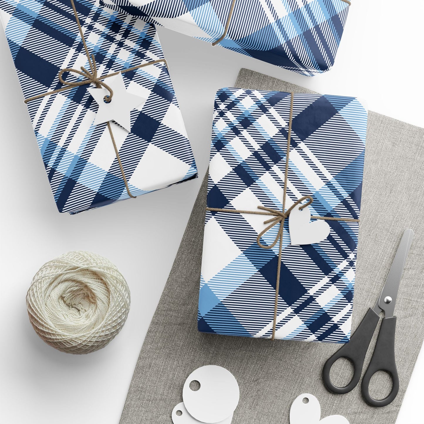 Gift Wrap | Light Blue & White | Tartan