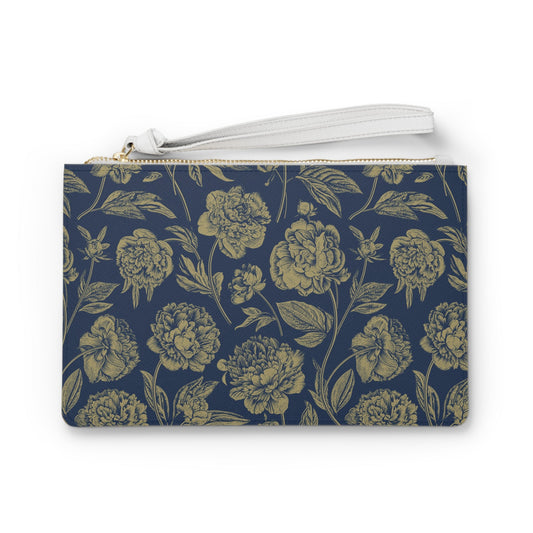 Clutch Bag | Gold & Blue | Peony