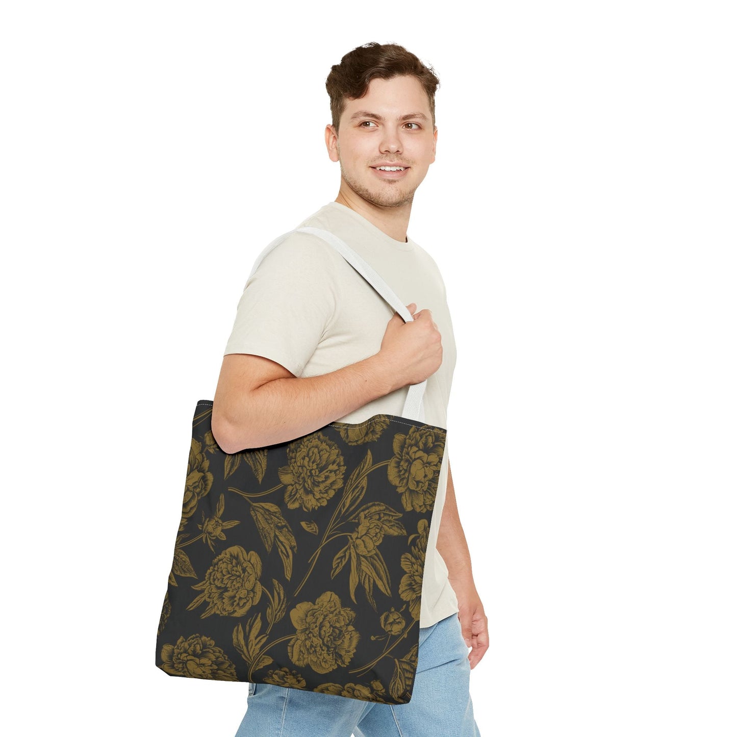 Tote Bag | Black & Gold | Peony