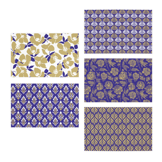 5 Notecards | Purple & Gold