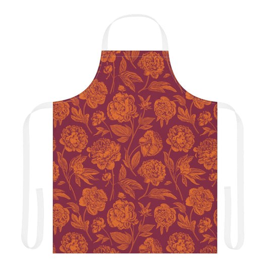 Apron | Maroon & Orange | Peony