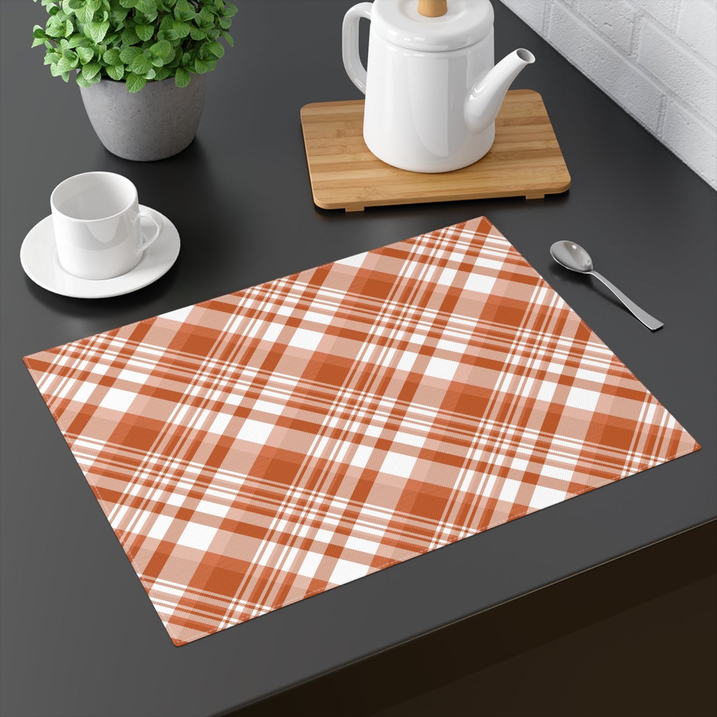 Placemat | Dark Orange & White | Tartan