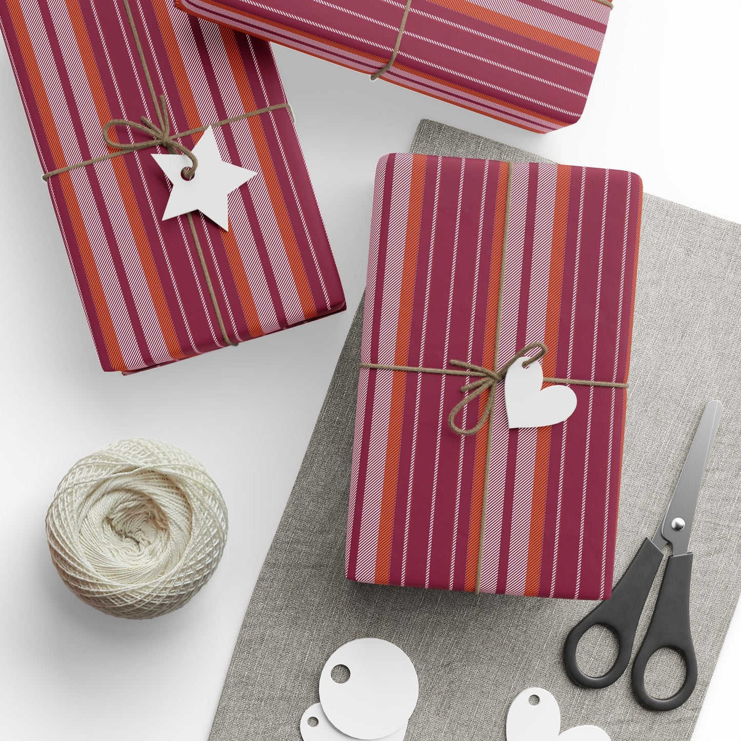 Gift Wrap | Maroon & Orange | Stripe