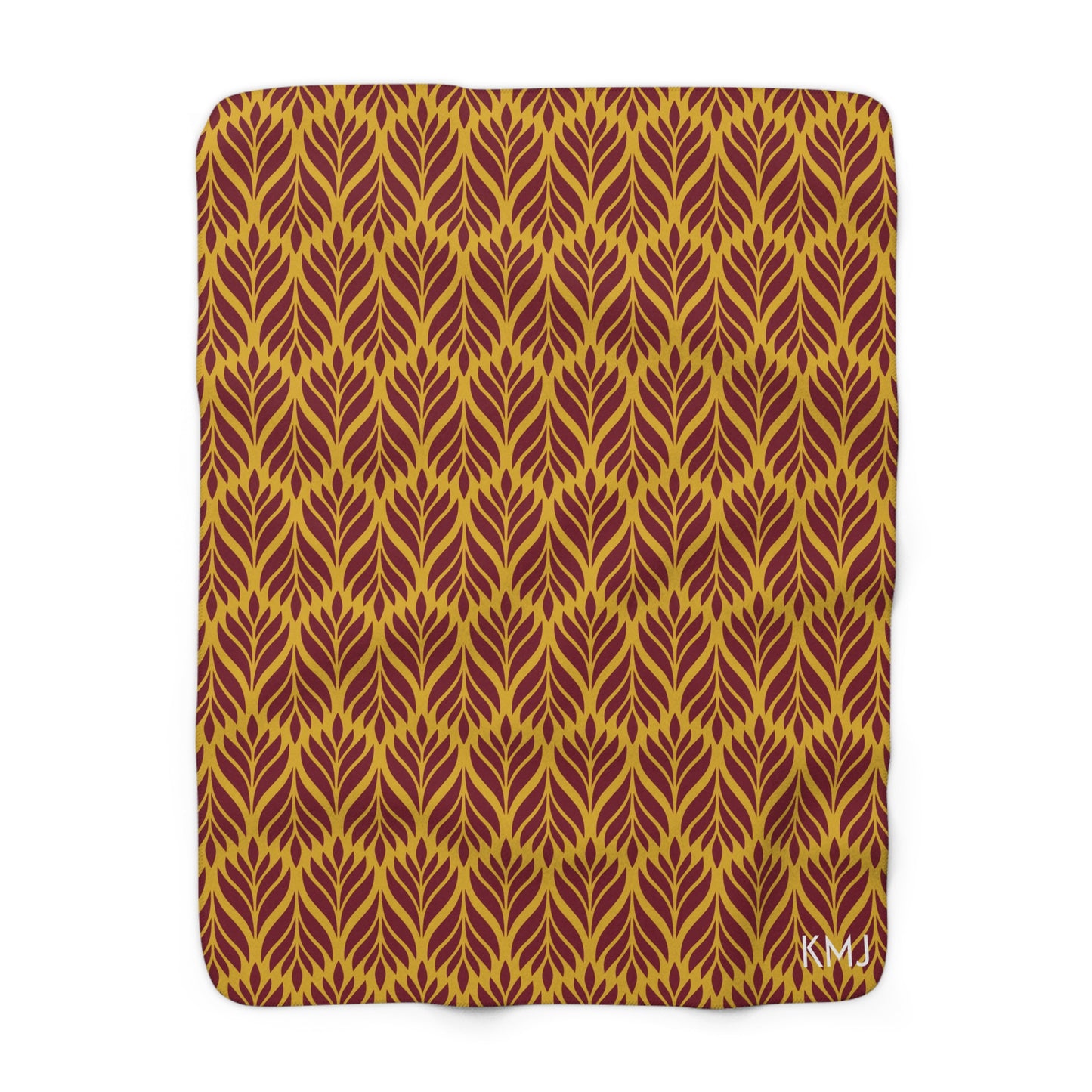 Sherpa Fleece Blanket- Personalized | Red & Yellow | Palm