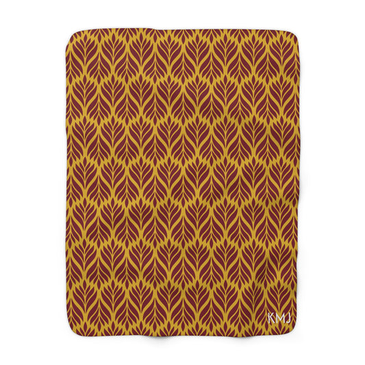 Sherpa Fleece Blanket- Personalized | Red & Yellow | Palm