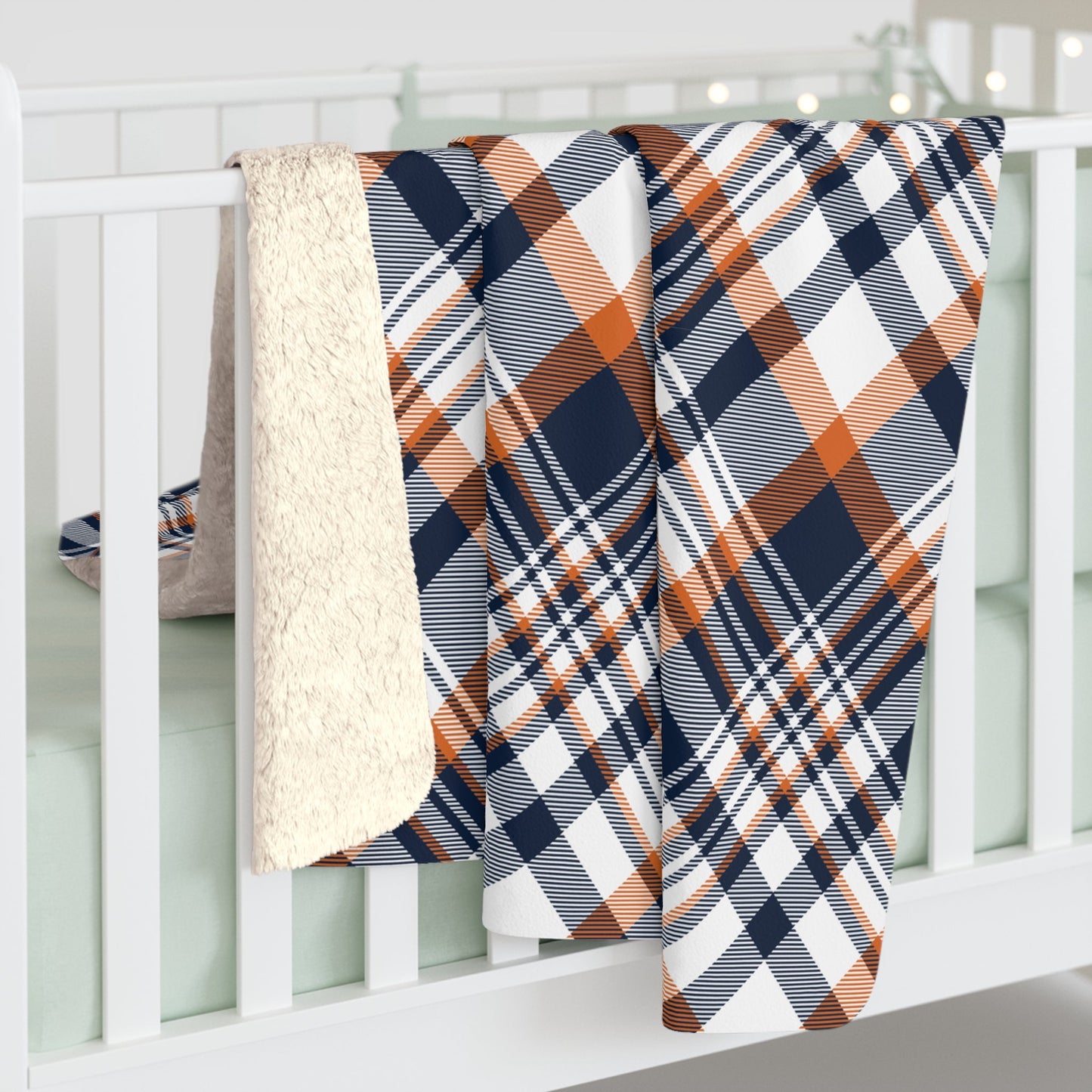 Sherpa Blanket | Orange & Blue | Tartan