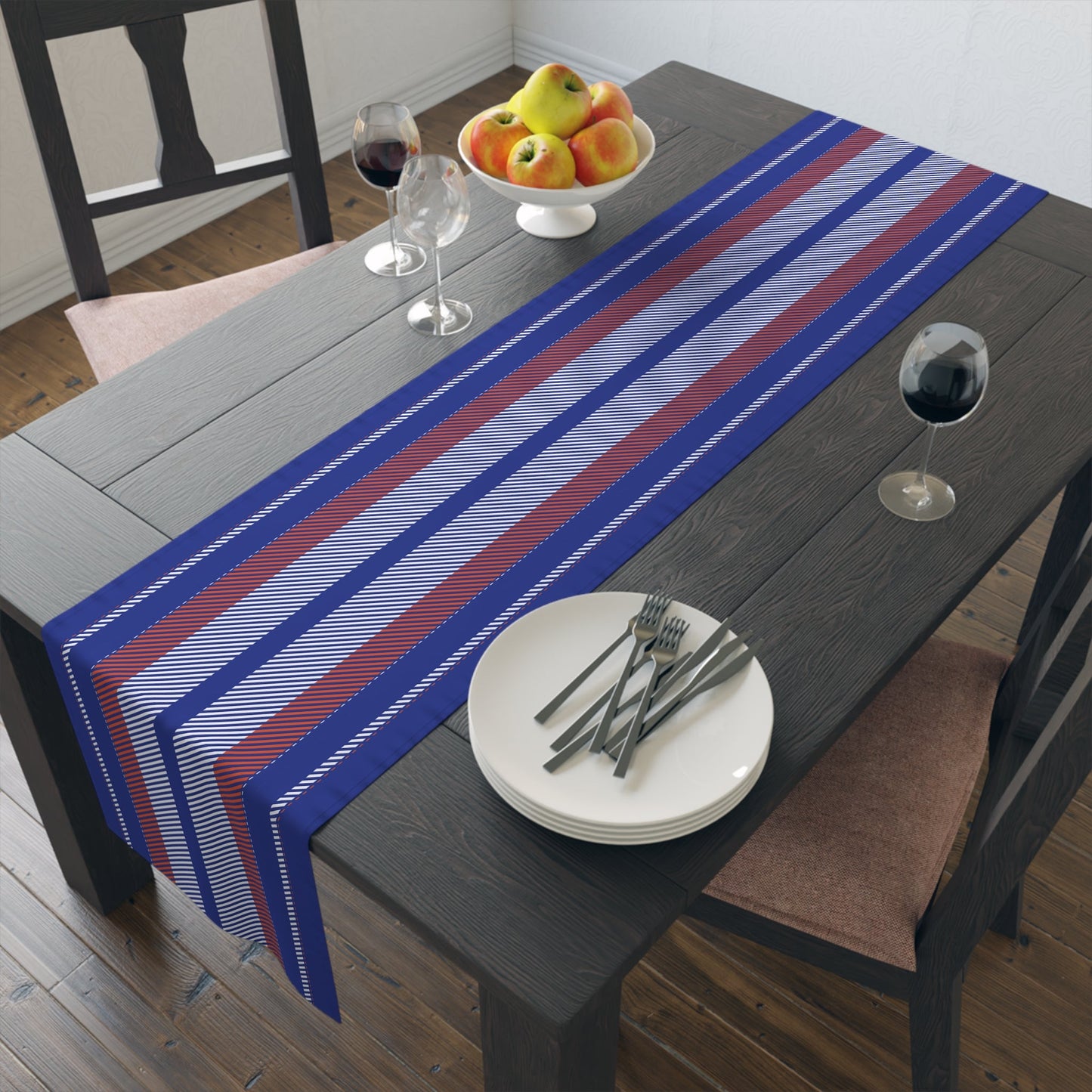 Table Runner | Bright Blue & Orange | Stripe
