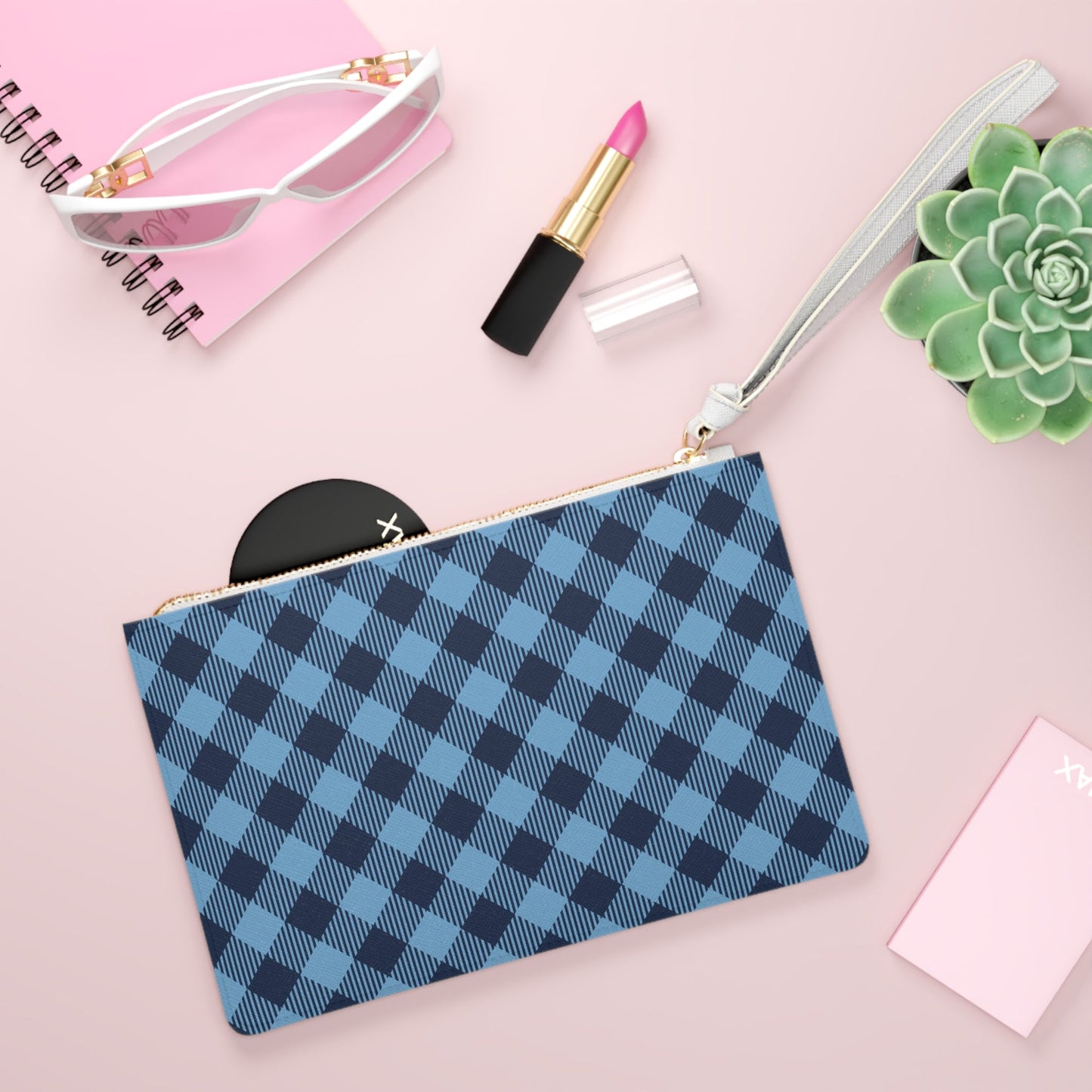 Clutch Bag | Light Blue & White | Gingham