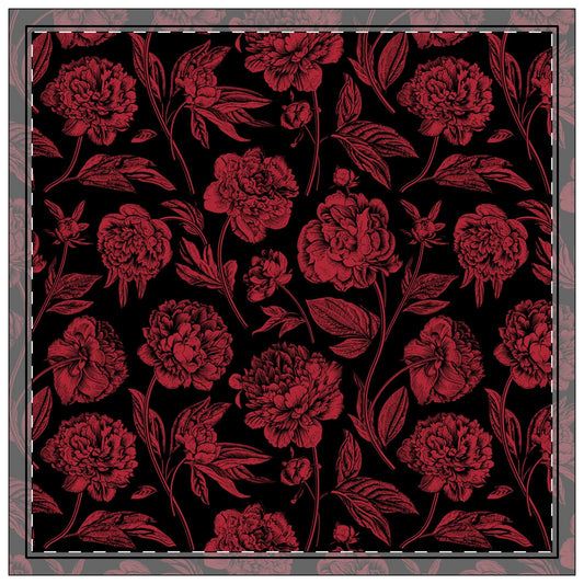 Napkin 4-set | Red & Black | Peony