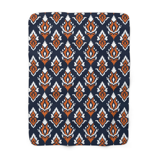 Sherpa Blanket | Orange & Blue | Ikat