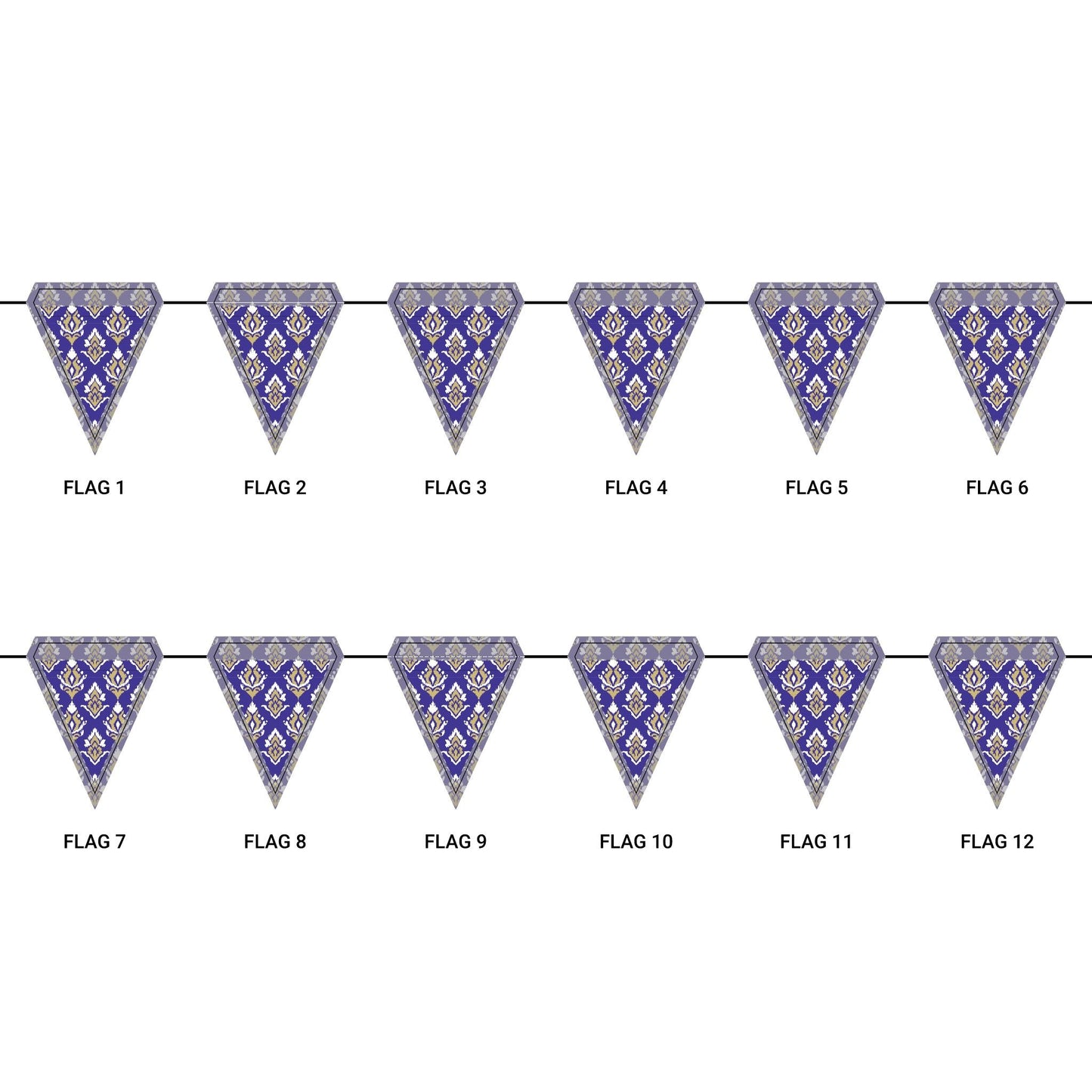 Flag Garland | Purple & Gold | Ikat
