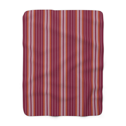 Sherpa Blanket | Maroon & Orange | Stripe