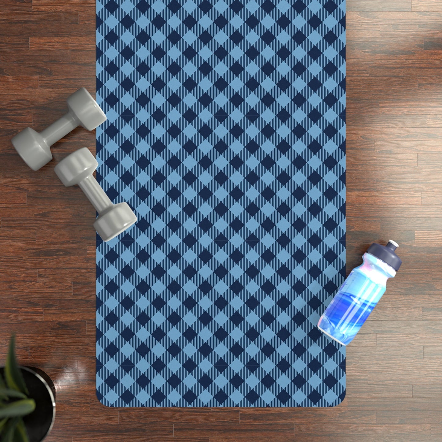 Yoga Mat | Light Blue & White | Gingham