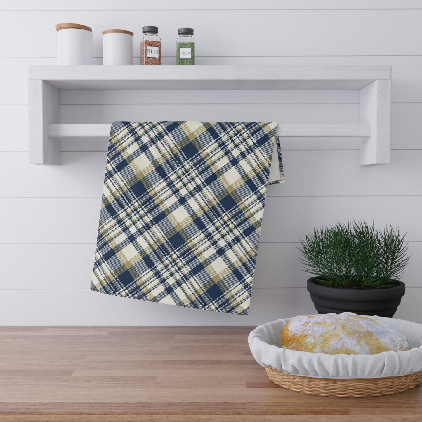 Tea Towel | Blue & Gold | Tartan