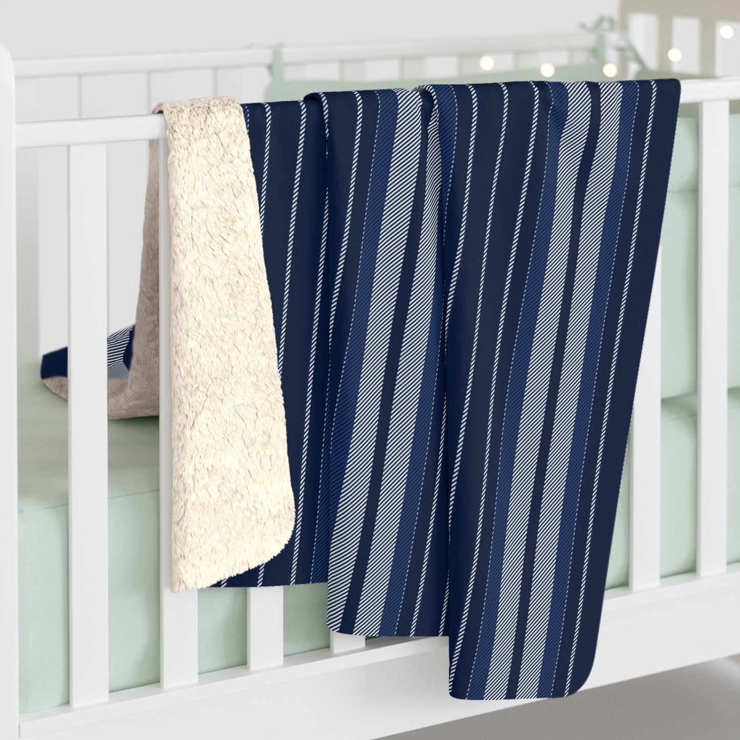 Sherpa Blanket | Navy & White | Stripe