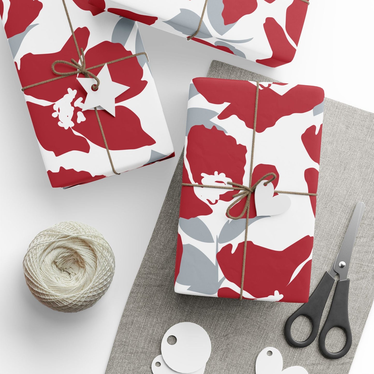 Gift Wrap | Red & Gray | Poppy