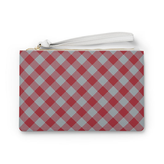 Clutch Bag | Red & Gray | Gingham