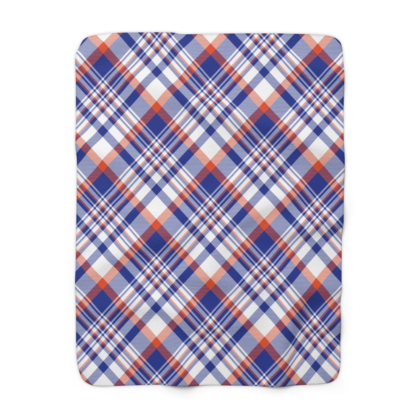 Sherpa Fleece Blanket | Bright Blue & Orange | Tartan